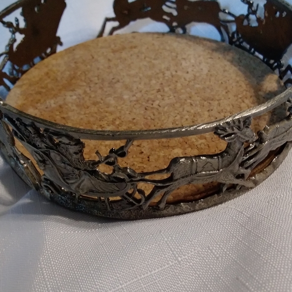 Vintage Pewter Santa Reindeer Sleigh Candle Holder - Picture 2 of 7